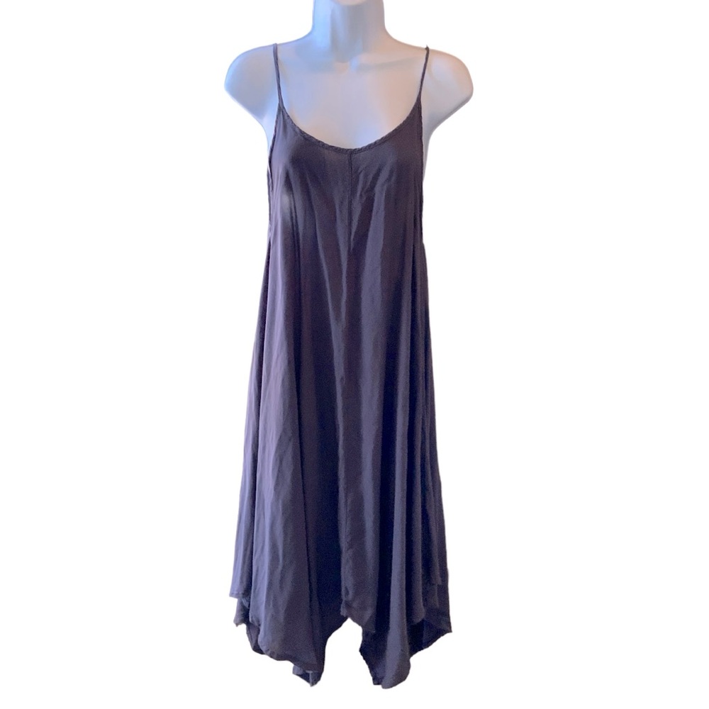 Elan Coverup Grey Spaghetti Straps Asymmetrical Hemline Size Large